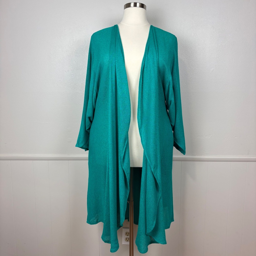 Spencer Alexis Vintage Kimono Inspired Topper Duster Teal‎ Size 16 Dramatic 80s